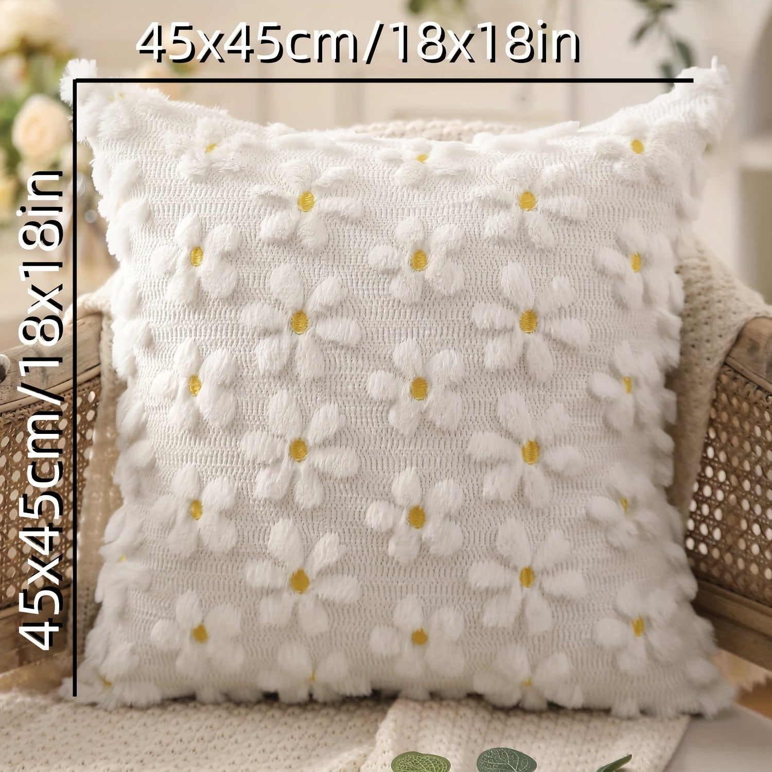 Spring Summer Pillow Covers (Set of 2) - Farmhouse Decor with Yellow Flowers