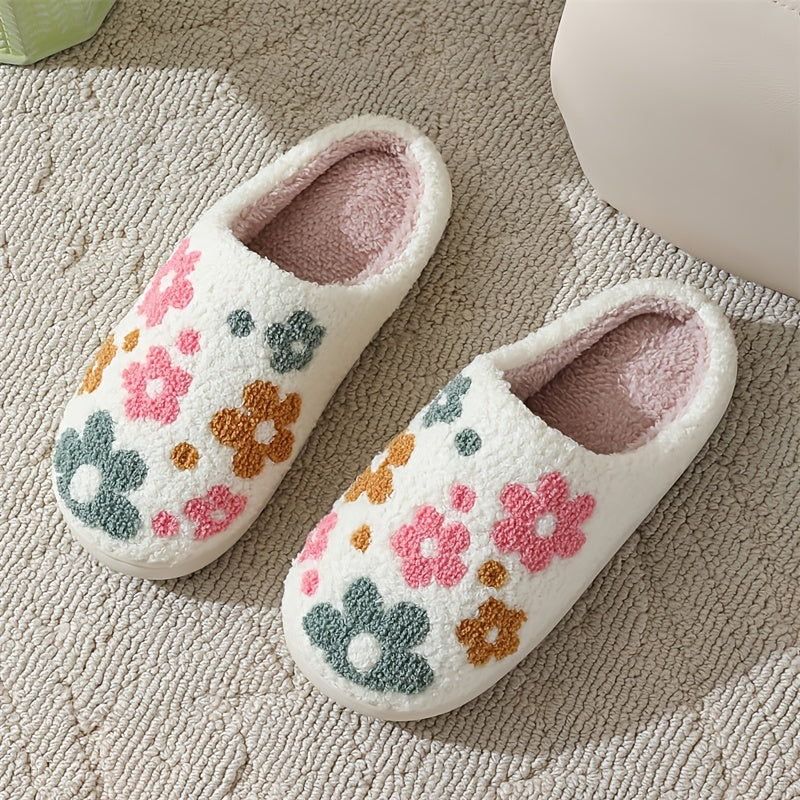 Women's Flower Slippers Winter Home Warm Slippers Home Couple Slippers