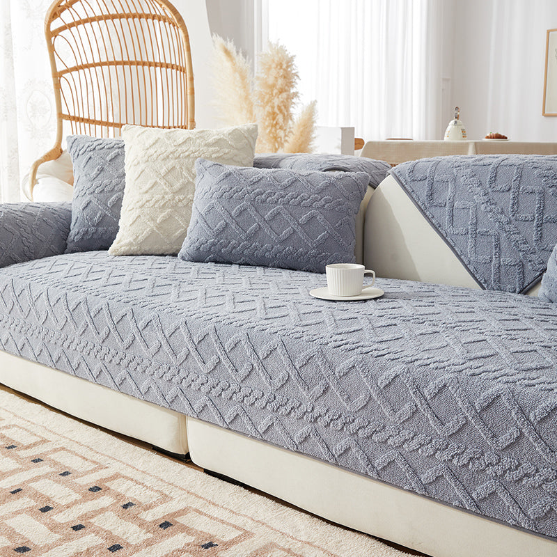 Plush Diamond Printed Non-slip Sofa Cover
