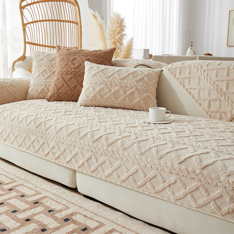 Plush Diamond Printed Non-slip Sofa Cover