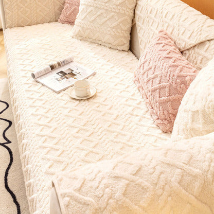 Plush Diamond Printed Non-slip Sofa Cover