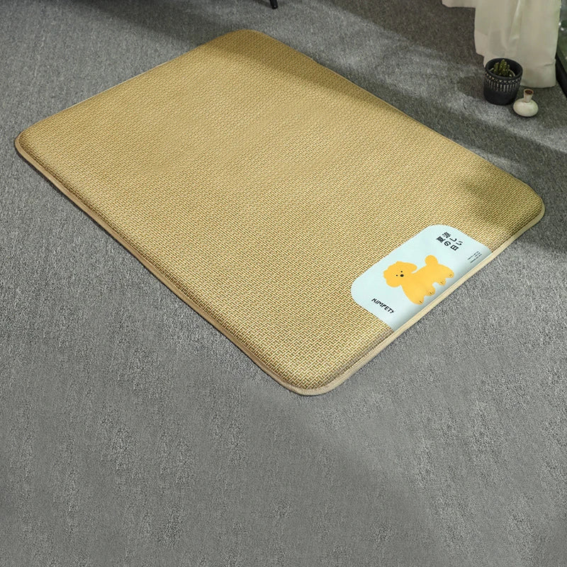 Cooling Waterproof Pet Mat – Breathable Rattan Summer Bed for Dogs & Cats