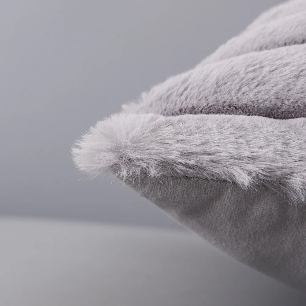 Solid Color Faux Fur Throw Pillow Cover, Soft Comfortable