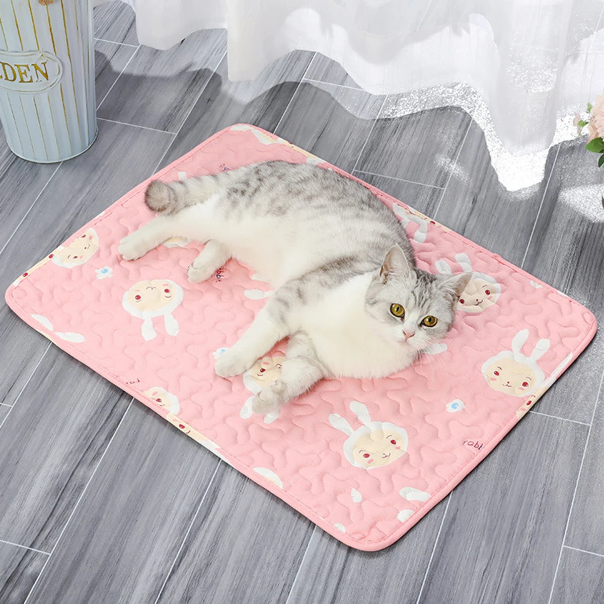 Cartoon Cat Bed Mat – Breathable Summer Pet Mat for Dogs & Cats