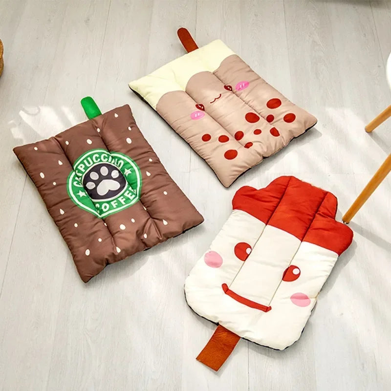 Summer Dog Cooling Mat – Ice Pad Bed with Ice Cream, Watermelon & Fruit Prints
