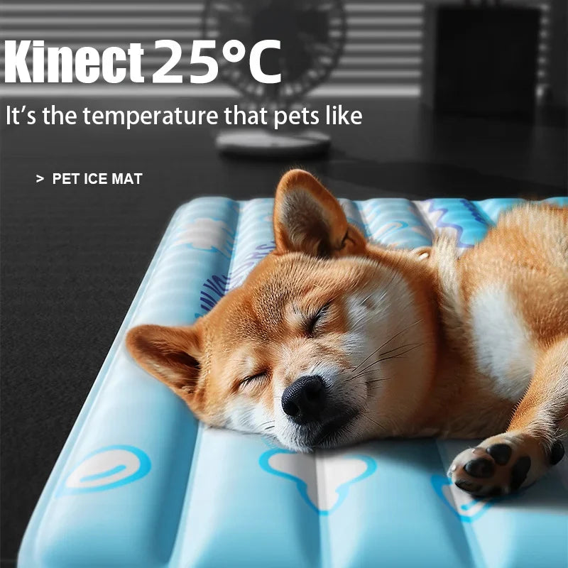 Cloud Pattern & Bear Face Dog Cooling Mat – XL Summer Bed for Cats & Dogs