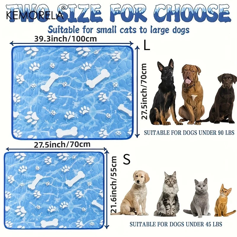 KEMORELA Large Dog Cooling Pad – Self-Cooling Ice Silk Washable Pet Mat