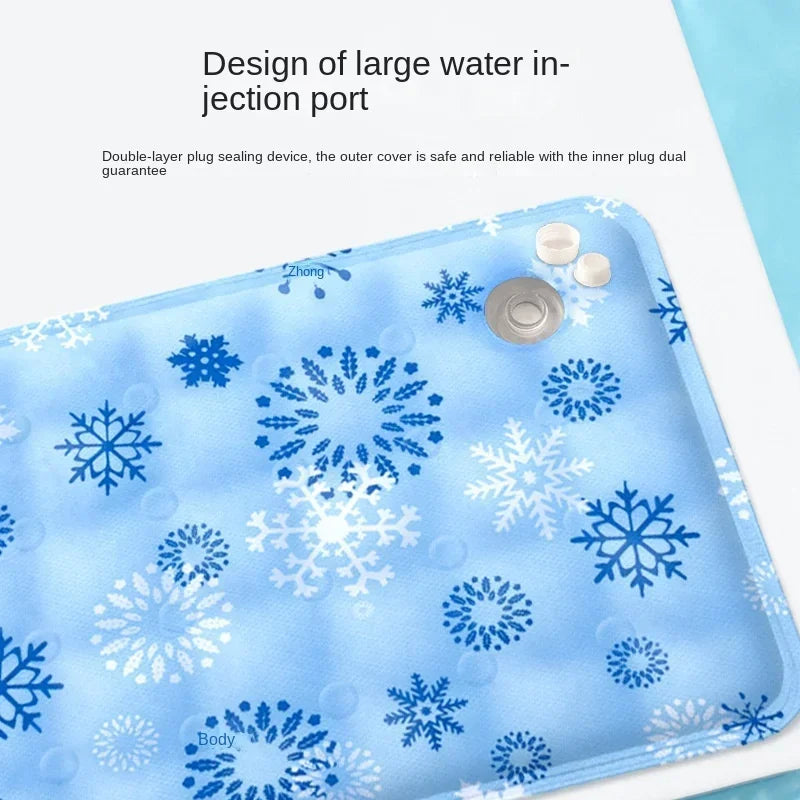 Summer Pet Cooling Ice Mat – Water Injection Pad with Dry Ice Crystals
