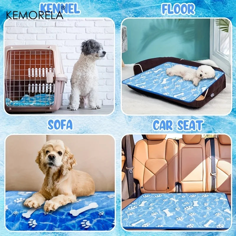 KEMORELA Large Dog Cooling Pad – Self-Cooling Ice Silk Washable Pet Mat