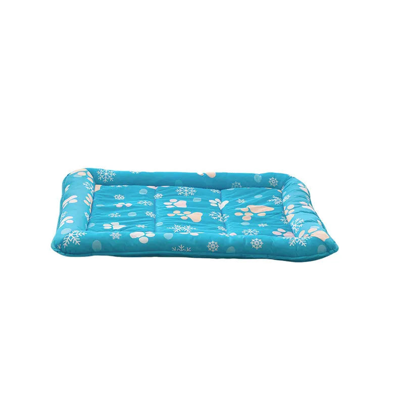 Pet Cooling Paw Print Mat – Square Ice Pad for Dogs & Cats, Breathable Bed