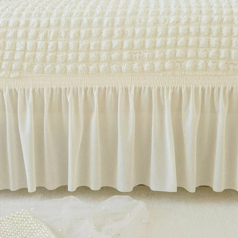 Full-wrapped Stretch Couch Cover with Ruffle Skirt