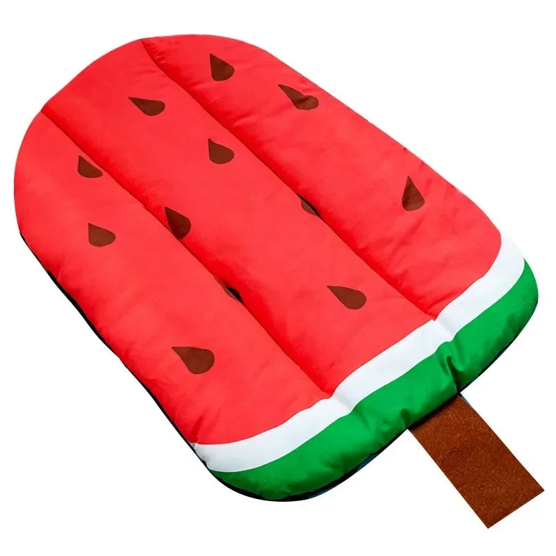 Summer Dog Cooling Mat – Ice Pad Bed with Ice Cream, Watermelon & Fruit Prints