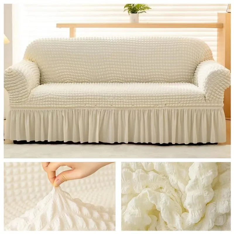 Full-wrapped Stretch Couch Cover with Ruffle Skirt