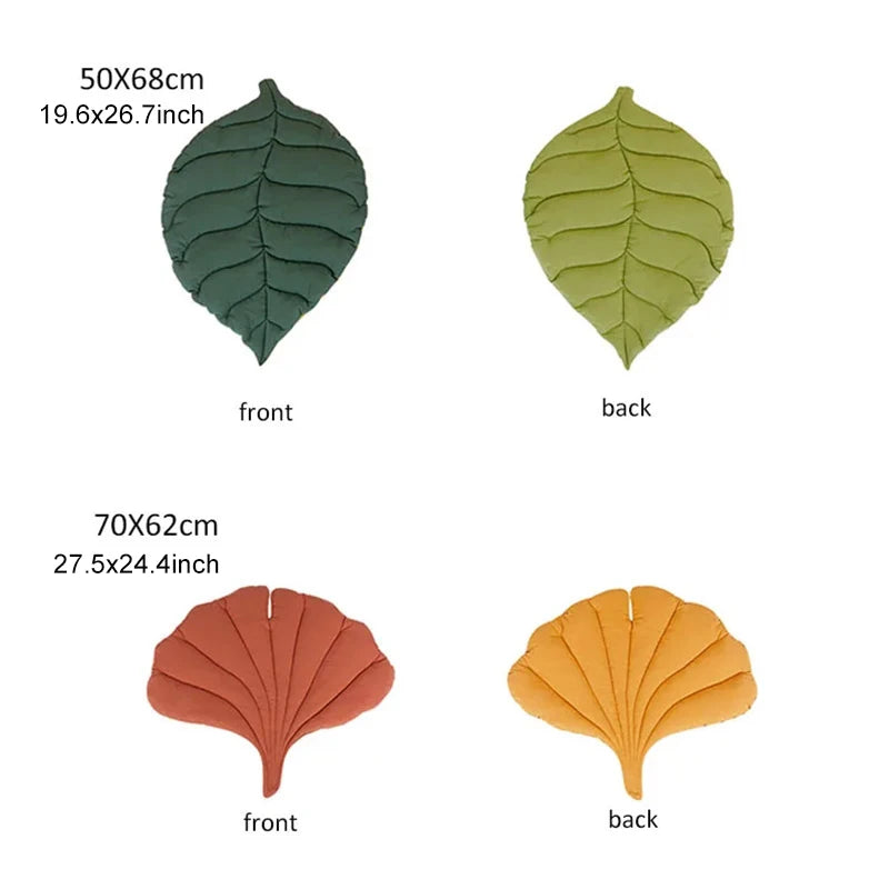 Leaf-Shaped Soft Cotton Cat Bed Mat – Double-Sided, Washable Pad for Cats