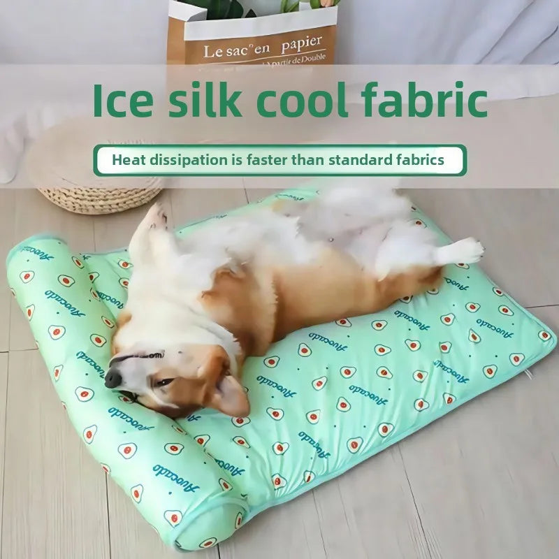 Avocado & Strawberry Ice Silk Cooling Mat for Cats & Dogs – Summer Nest Cushion