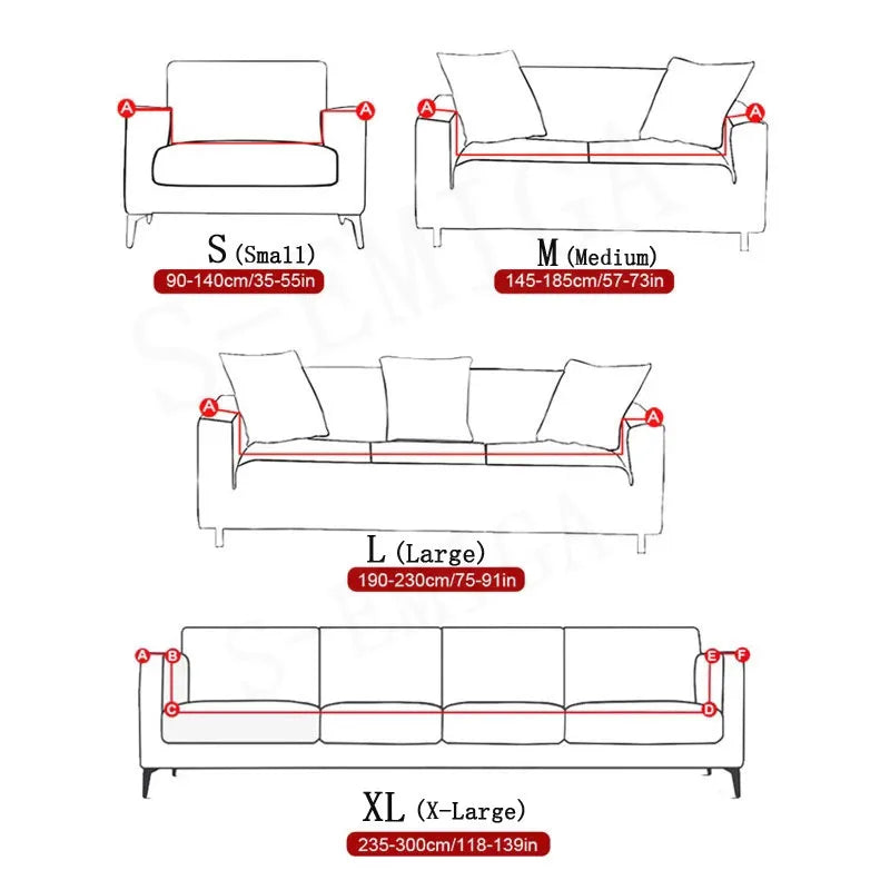 Elastic Cover with Skirt for Sofa, Geometric Pattern Slipcover