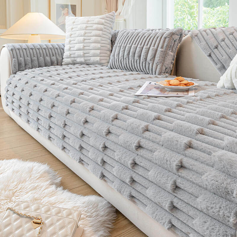 Rabbit Velvet Thickened Sofa Cover