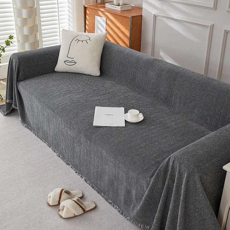 Herringbone Chenille Blanket Sofa Cover