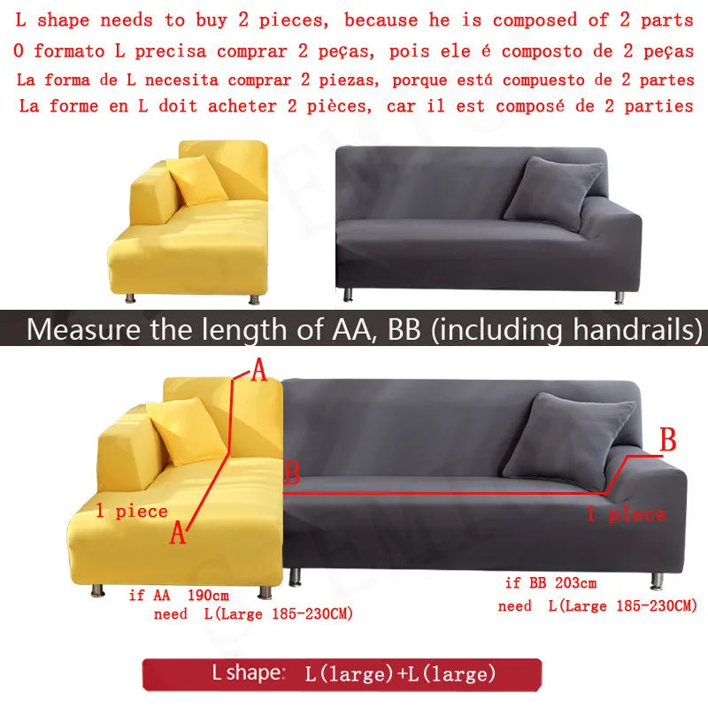 Elastic Cover with Skirt for Sofa, Geometric Pattern Slipcover