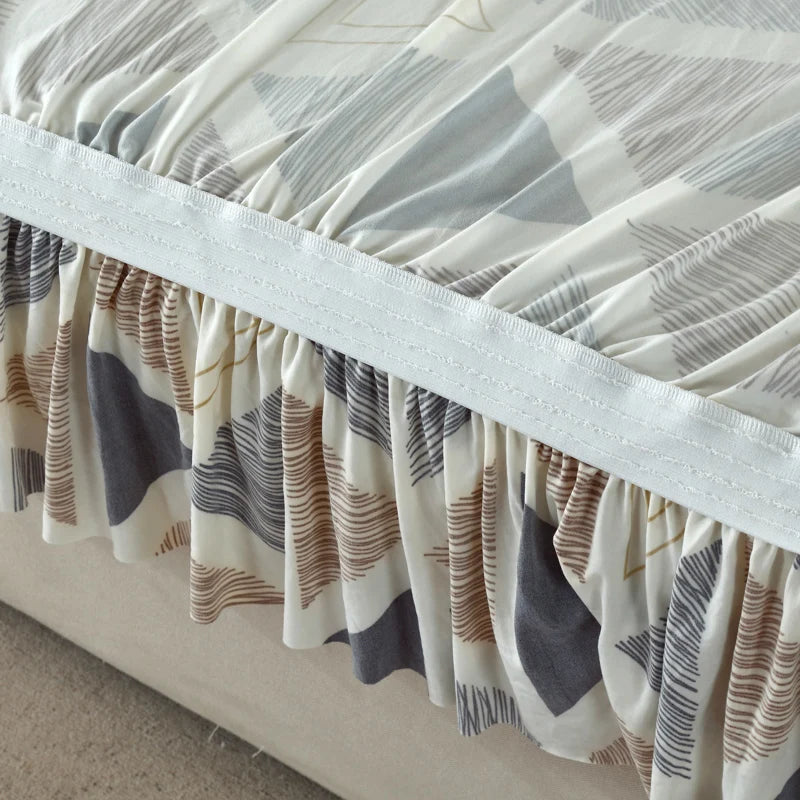 Elastic Cover with Skirt for Sofa, Geometric Pattern Slipcover