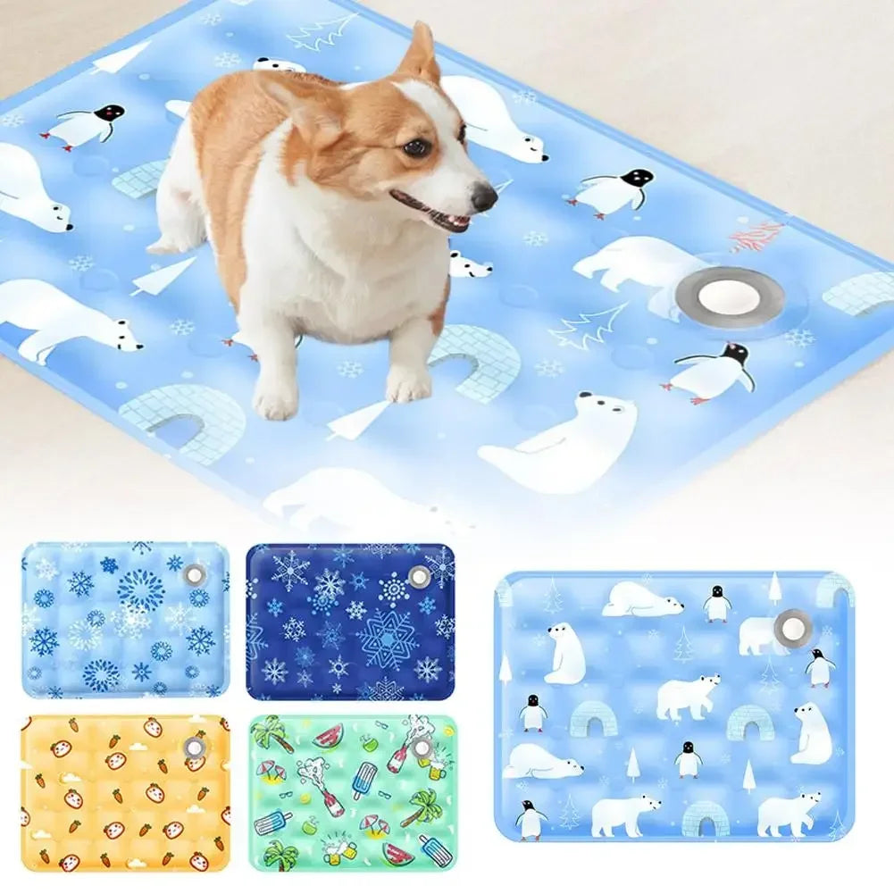Ice Silk Cooling Pet Mat – Summer Latex Bed Pad for Dogs & Cats
