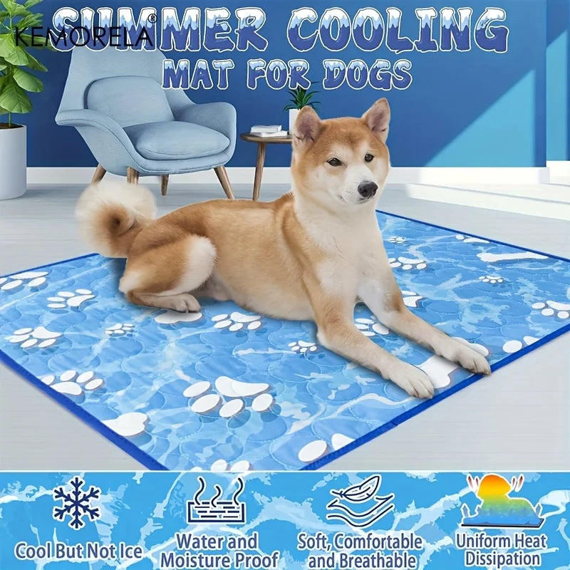 KEMORELA Large Dog Cooling Pad – Self-Cooling Ice Silk Washable Pet Mat