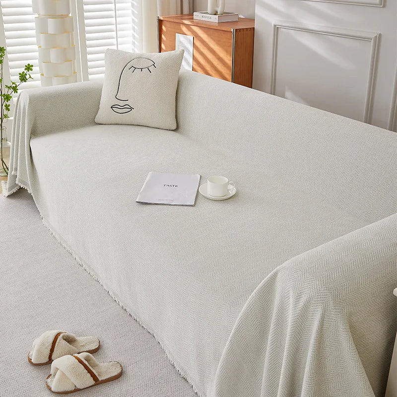Herringbone Chenille Blanket Sofa Cover