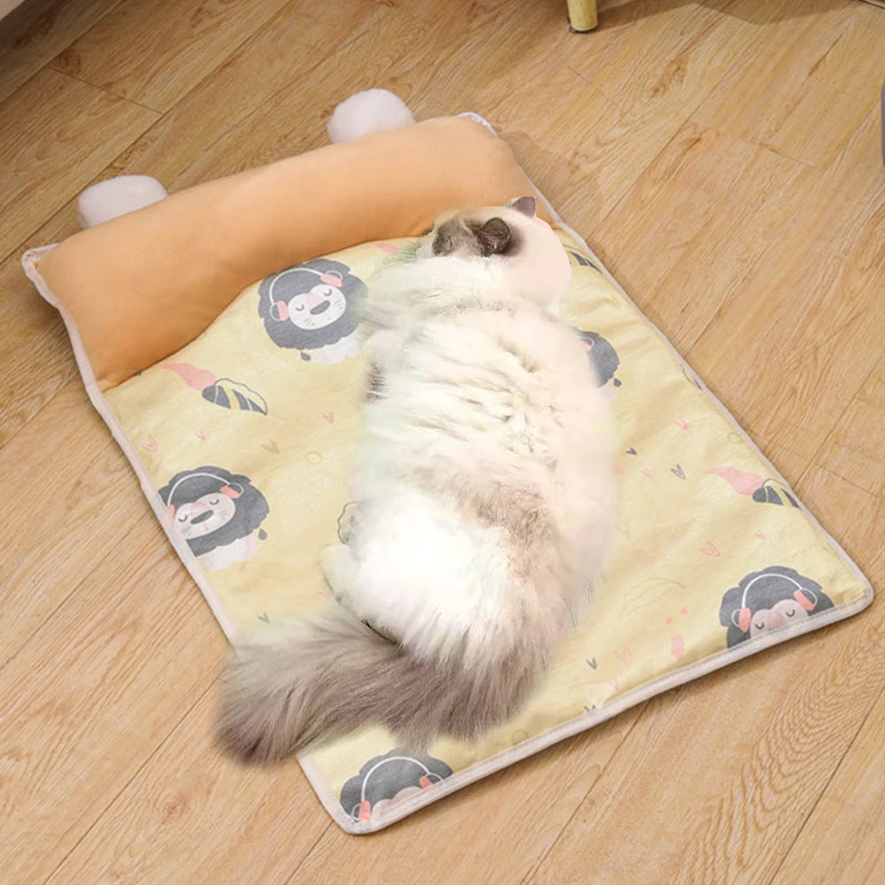 Ice Silk Cooling Pet Mat – Cute Lion, Unicorn & Mouse Pattern Dog Cat Bed
