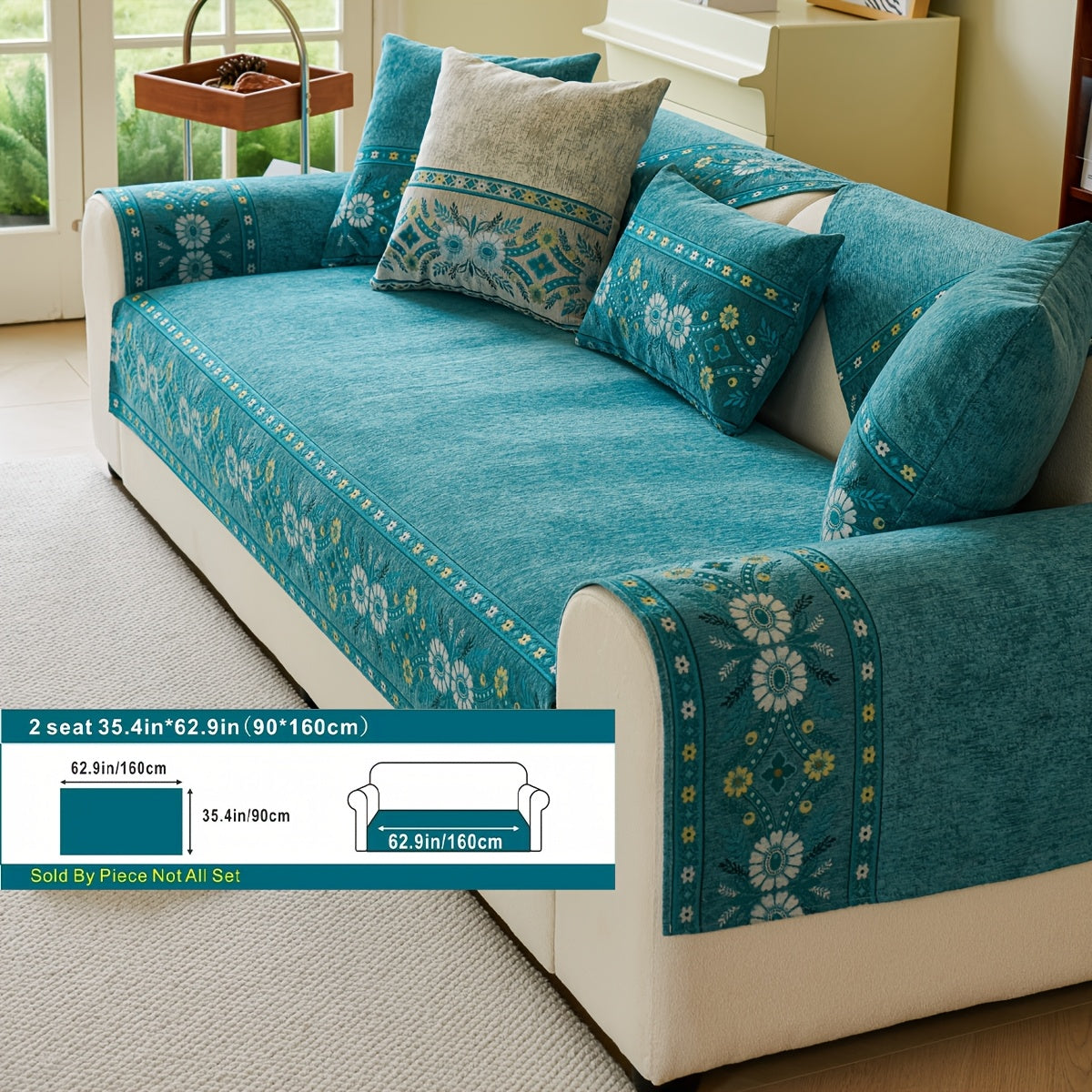 Luxury Anti-slip Venice Sofa Mat | 4-Season Chenille Sofa Cover