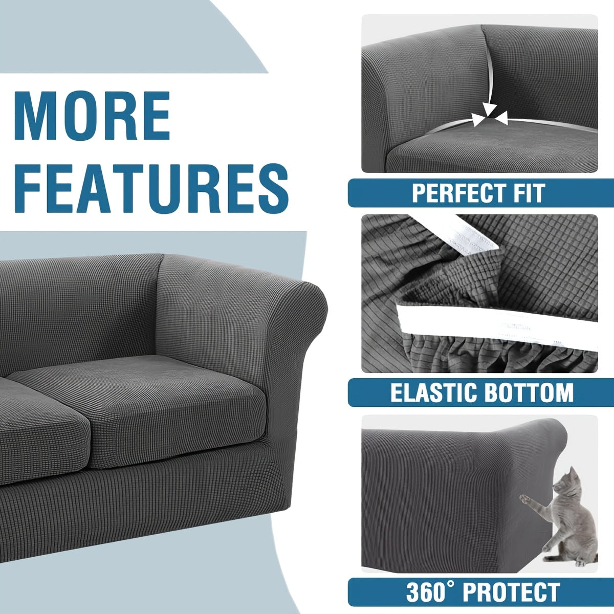 Elastic Sofa Cover Set – Soft 2/3/4PCS Slipcovers for Living Room, Office