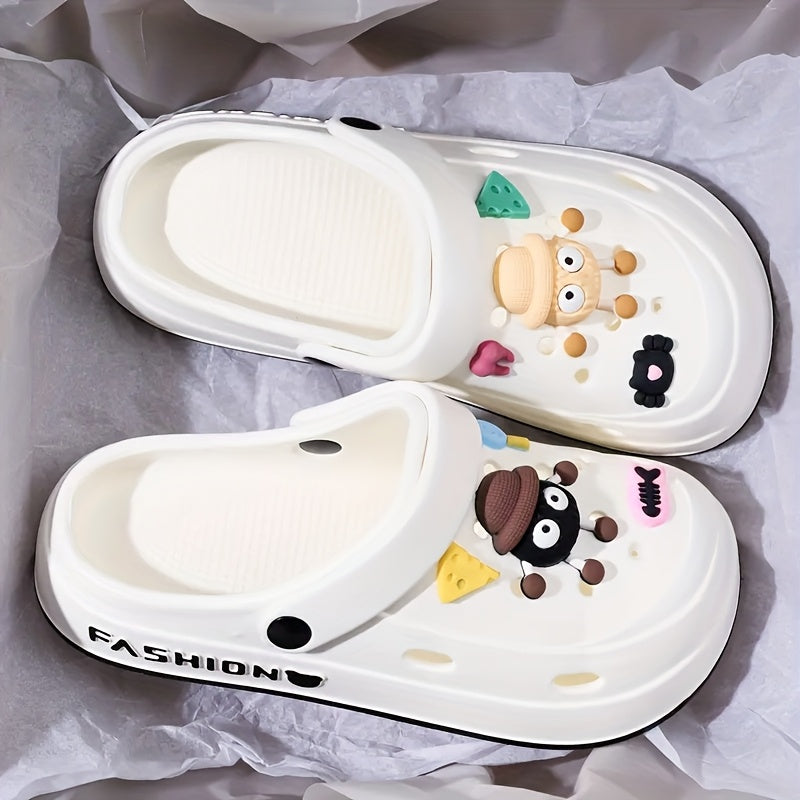 Cute Cartoon EVA Clogs for Women – Breathable Summer Beach Sandals with Charms