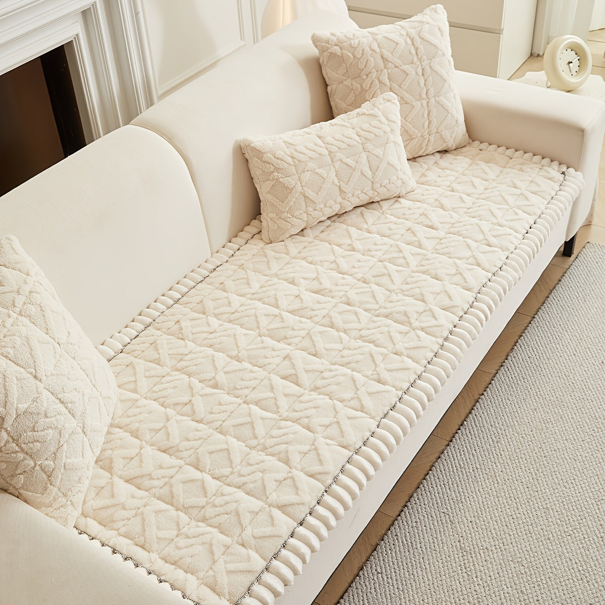 Soft Quilted Sofa Cushion – Thick Polyester, Warm for Autumn & Winter, 2–4 Seater