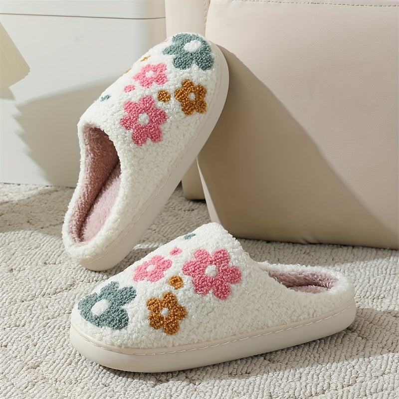 Women's Flower Slippers Winter Home Warm Slippers Home Couple Slippers