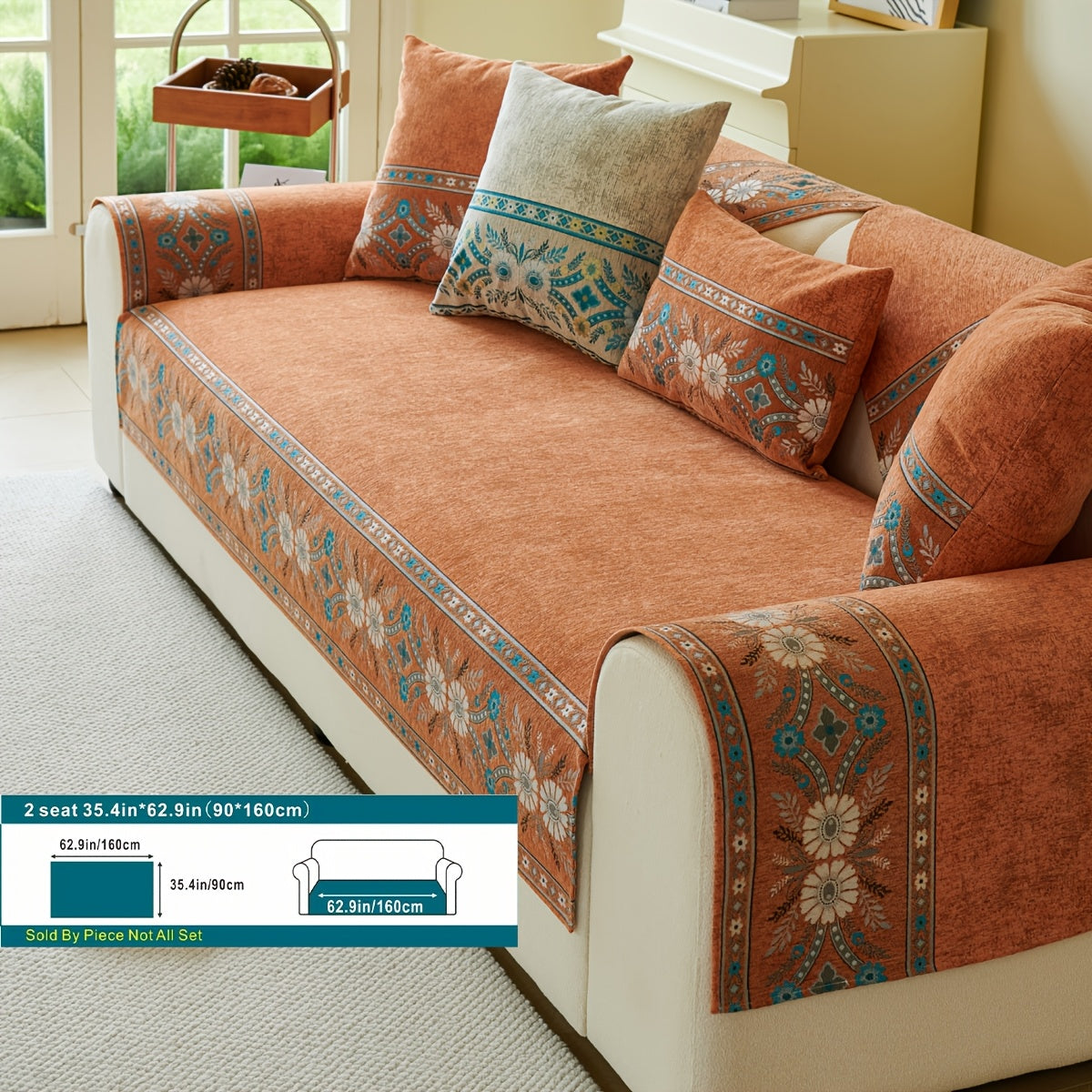 Luxury Anti-slip Venice Sofa Mat | 4-Season Chenille Sofa Cover