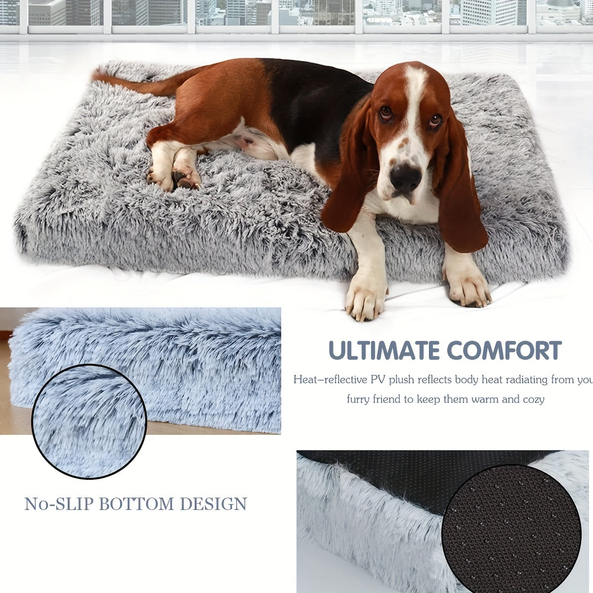 Plush Non-Slip Dog & Cat Bed – Rectangular Pet Sofa Mat for Deep Sleep