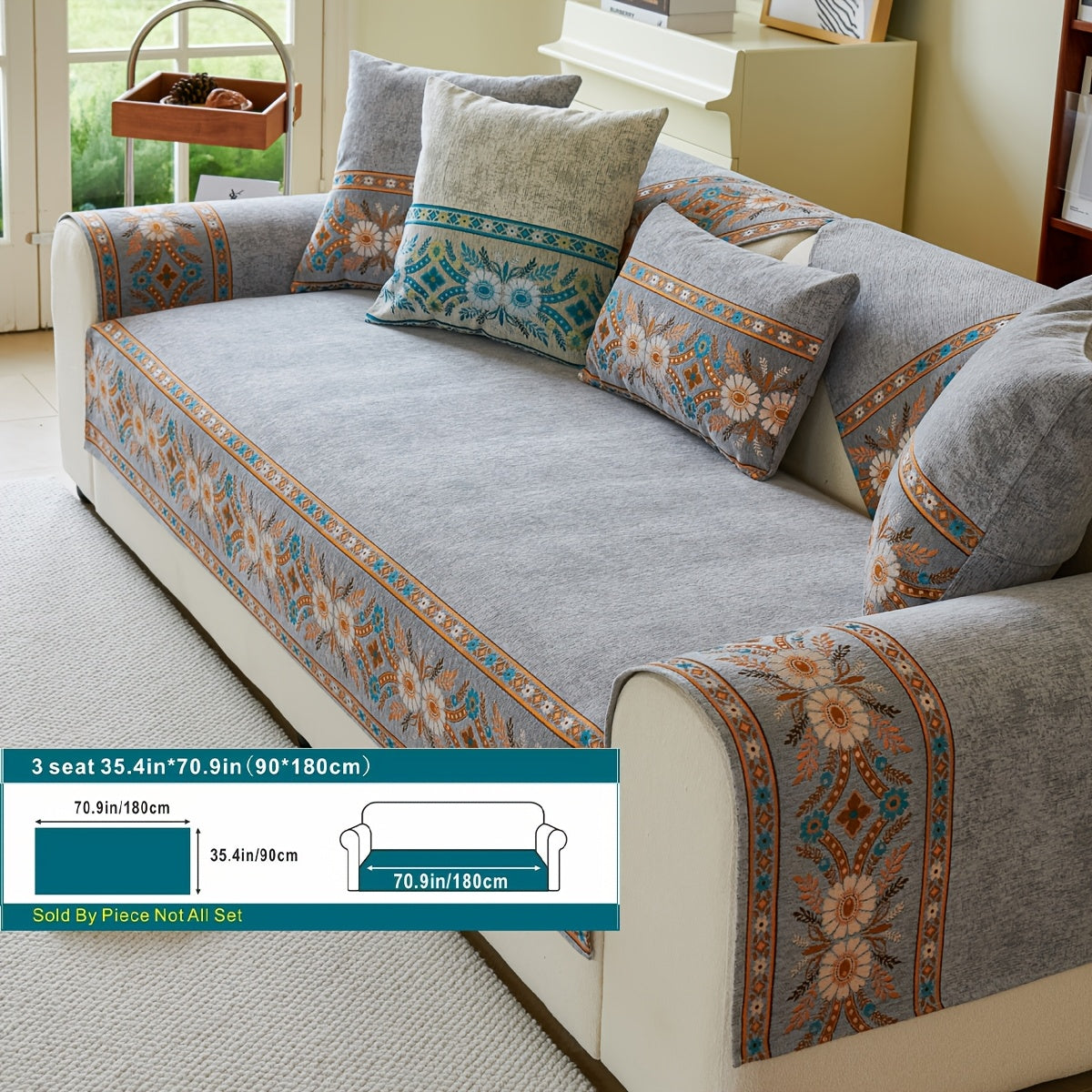 Luxury Anti-slip Venice Sofa Mat | 4-Season Chenille Sofa Cover