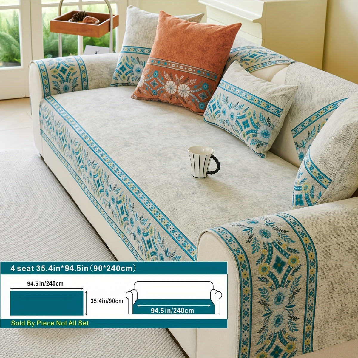Luxury Anti-slip Venice Sofa Mat | 4-Season Chenille Sofa Cover
