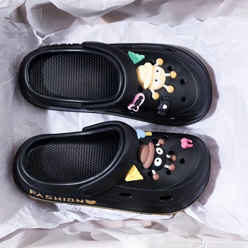 Cute Cartoon EVA Clogs for Women – Breathable Summer Beach Sandals with Charms