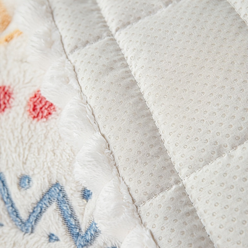 Bohemian Plush Milk Fleece Sofa Cover | Warm Floral Couch Protector