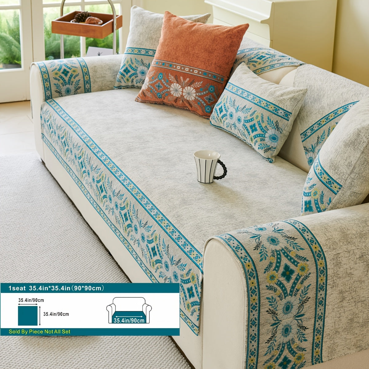 Luxury Anti-slip Venice Sofa Mat | 4-Season Chenille Sofa Cover