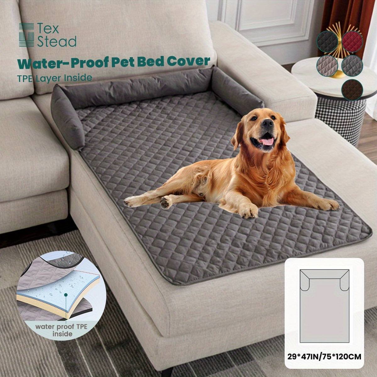 Slip-Resistant Pet Sofa Bed – Washable Couch Cover with Bolster for Dogs & Cats