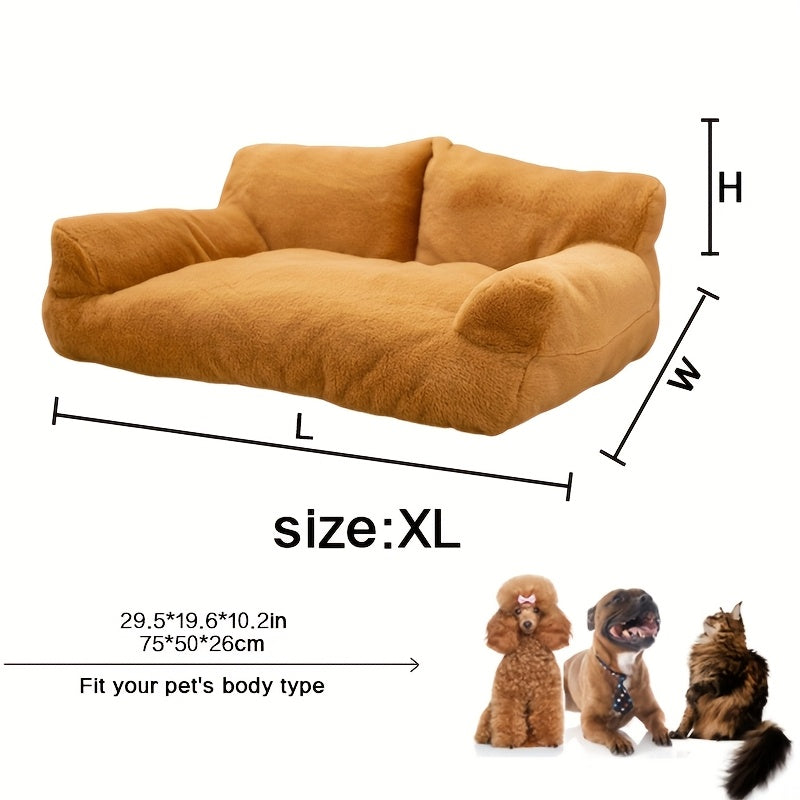 Fluffy Plush Pet Sofa Bed – Soft Calming Couch for Cats & Dogs