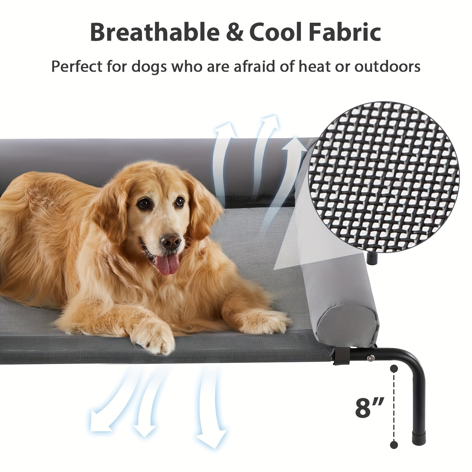 Premium Elevated Dog Bed for Large Dogs Cooling Pet Cot with Removable Mat