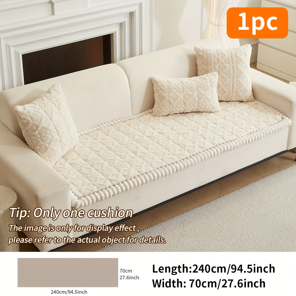 Soft Quilted Sofa Cushion – Thick Polyester, Warm for Autumn & Winter, 2–4 Seater