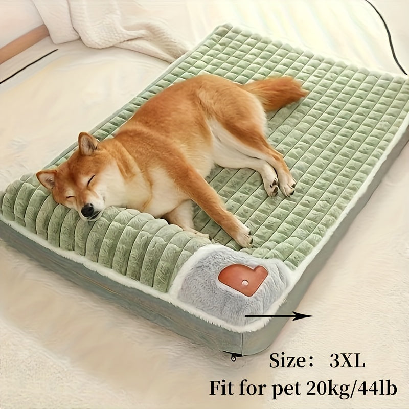Four Seasons Dog Mat Washable Winter Sleeping Pad for Dogs, Green Soft Spinal Protection