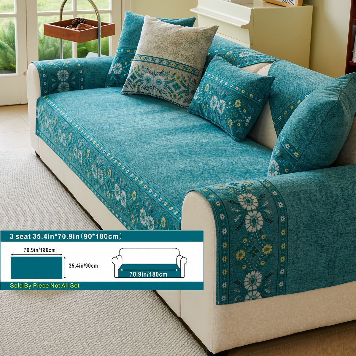Luxury Anti-slip Venice Sofa Mat | 4-Season Chenille Sofa Cover