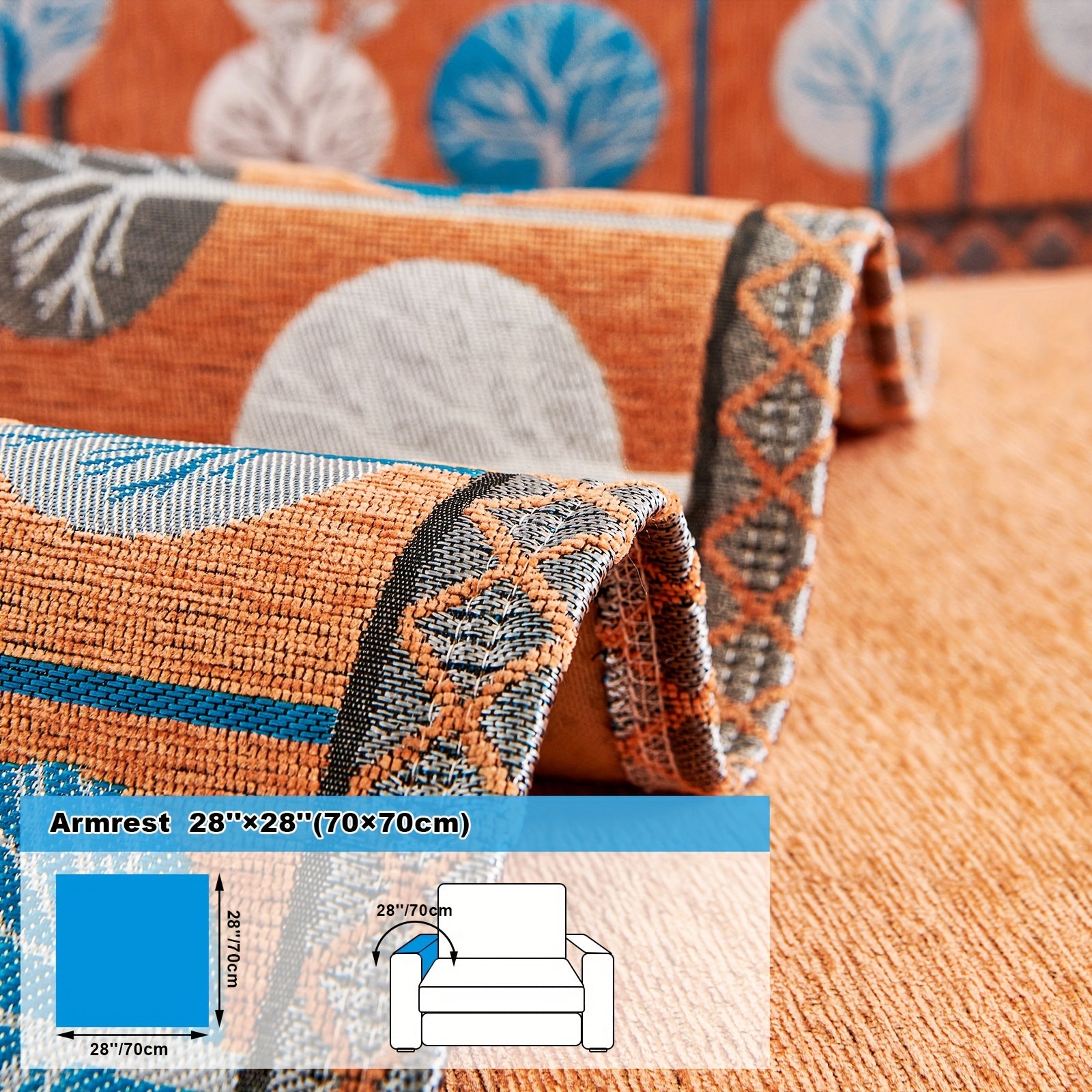 Bohemia Chenille Sofa Cover Geometric Embroidery & Pet-Friendly