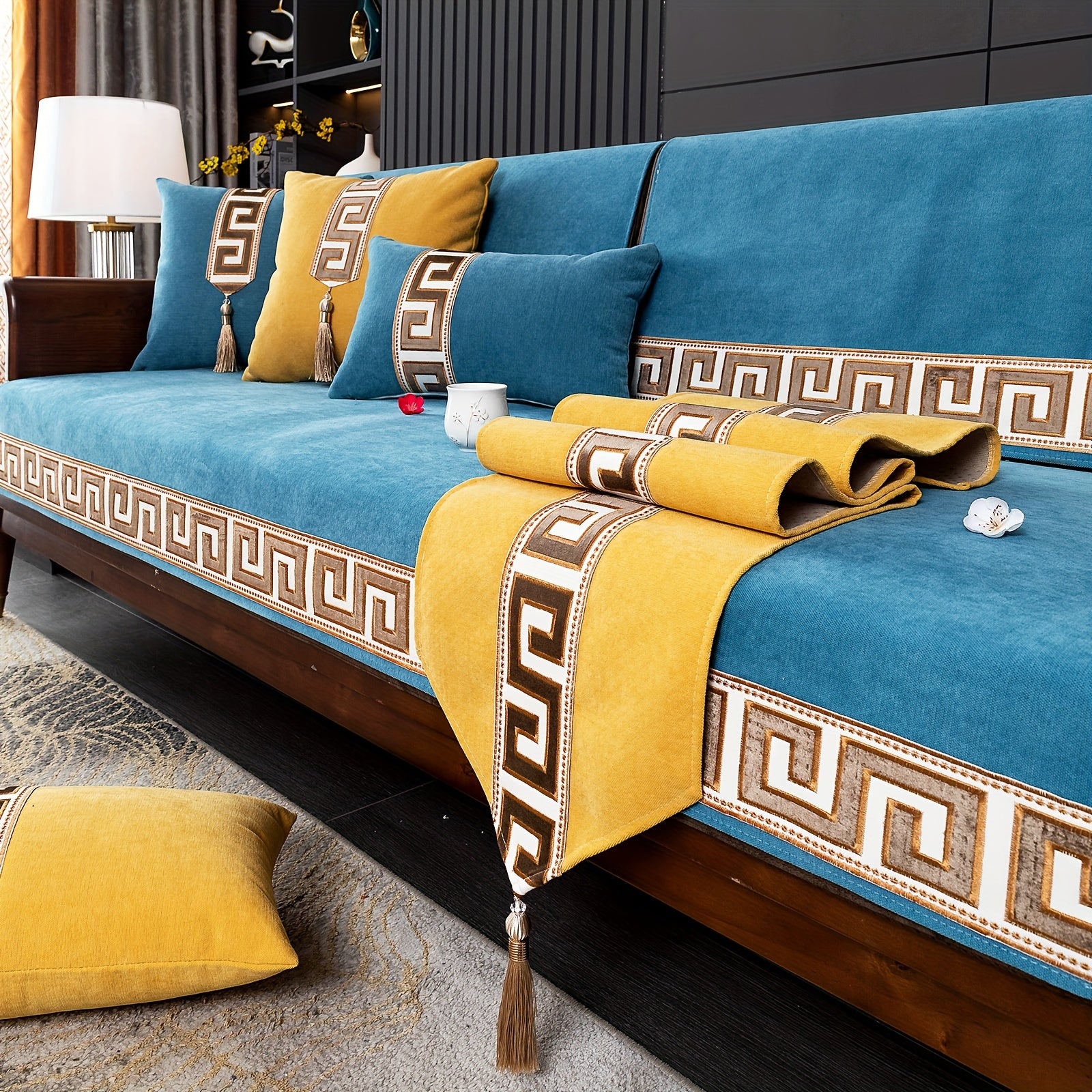 European Light Luxury Sofa Cover Cushion Nordic Snowy Design