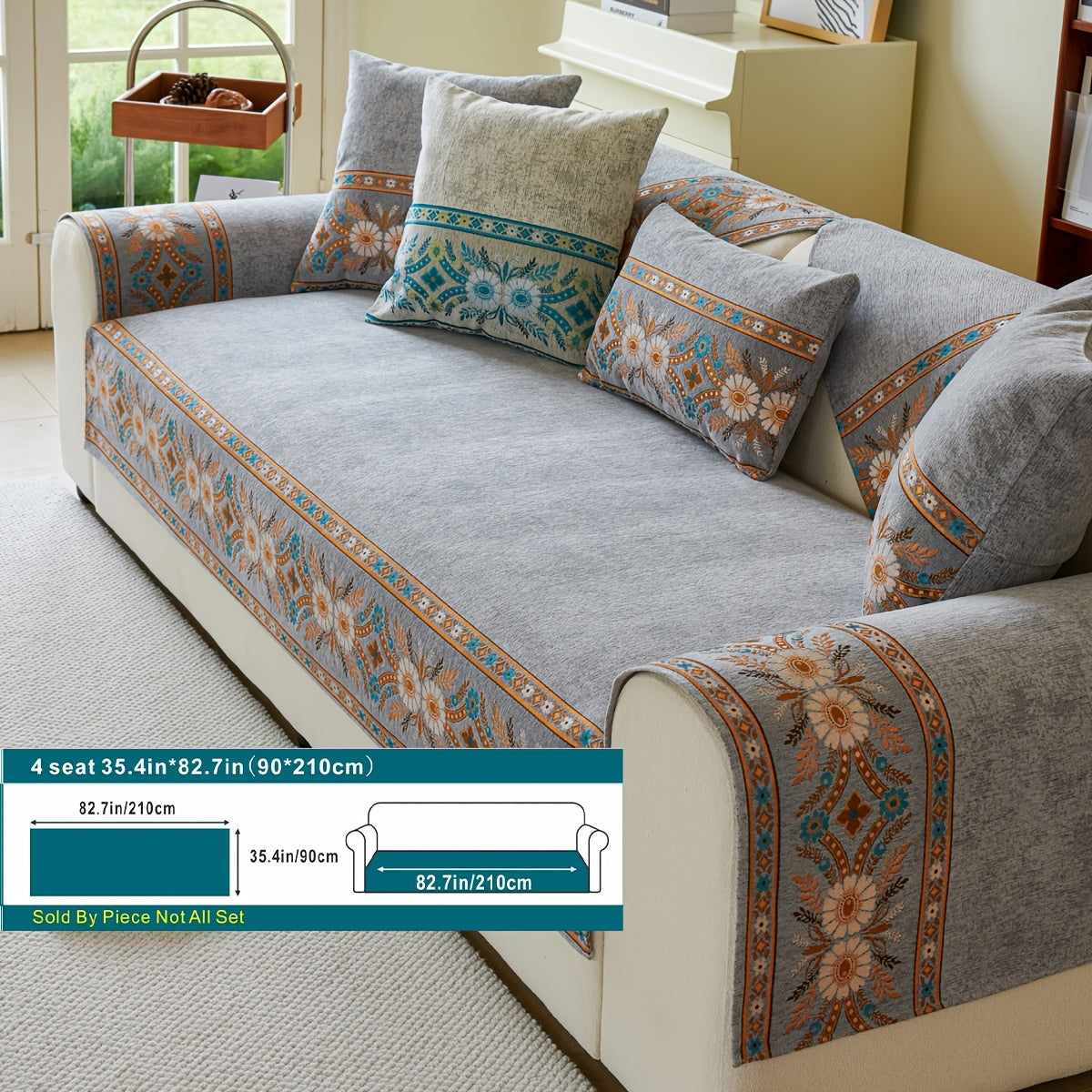 Luxury Anti-slip Venice Sofa Mat | 4-Season Chenille Sofa Cover