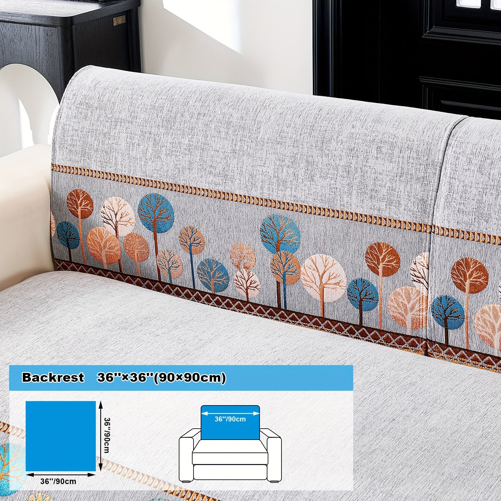 Bohemia Chenille Sofa Cover Geometric Embroidery & Pet-Friendly